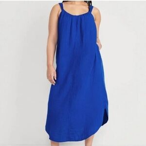Old Navy 100% Cotton Gauze Maxi Dress Sapphire Blue